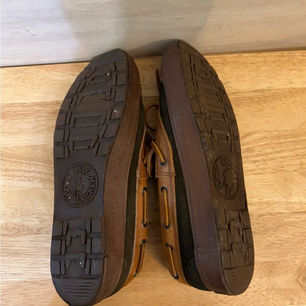 Vintage- Polo by Ralph Lauren Tan Leather and Dark Brown Suede Boat Duck Shoes
